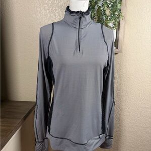 Revo Women's Striped Gray and Black Pullover Hoodie
